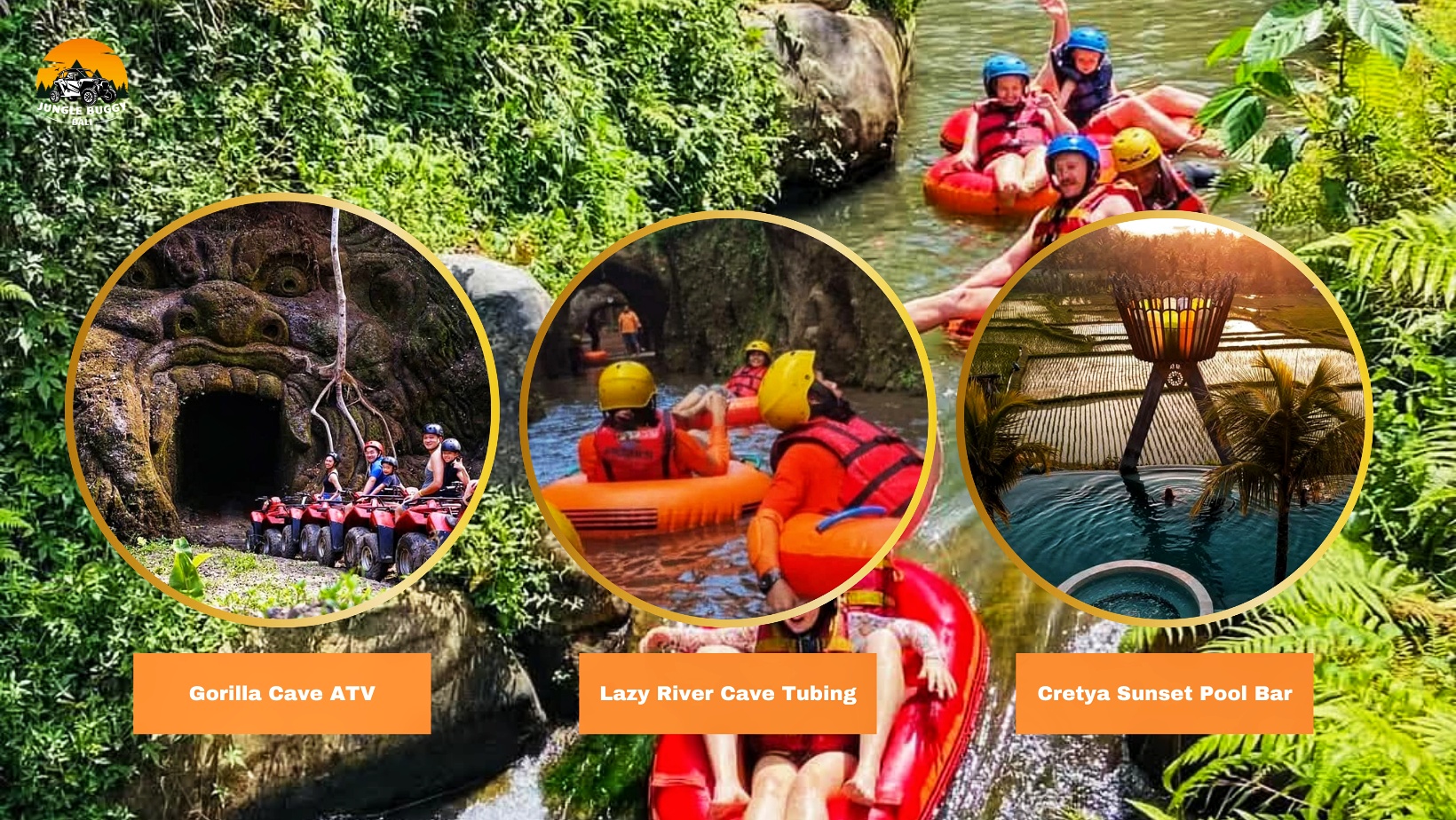 Ubud: Gorilla Cave ATV Bali Waterfall with Lazy River Tubing & Rice Terrace