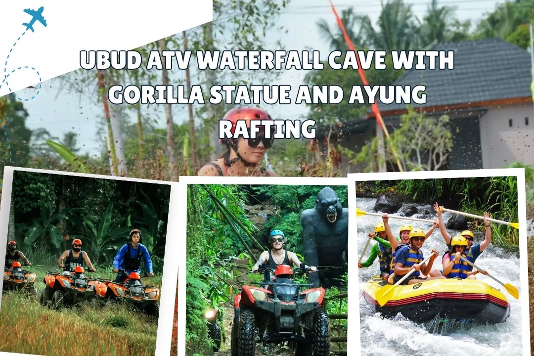 Ubud ATV Waterfall Cave with Gorilla Statue and Ayung Rafting